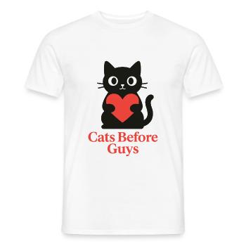 Cat love before men's stuff - Men's T-Shirt - white - Front - AI Model Male 178 dark (178cm)