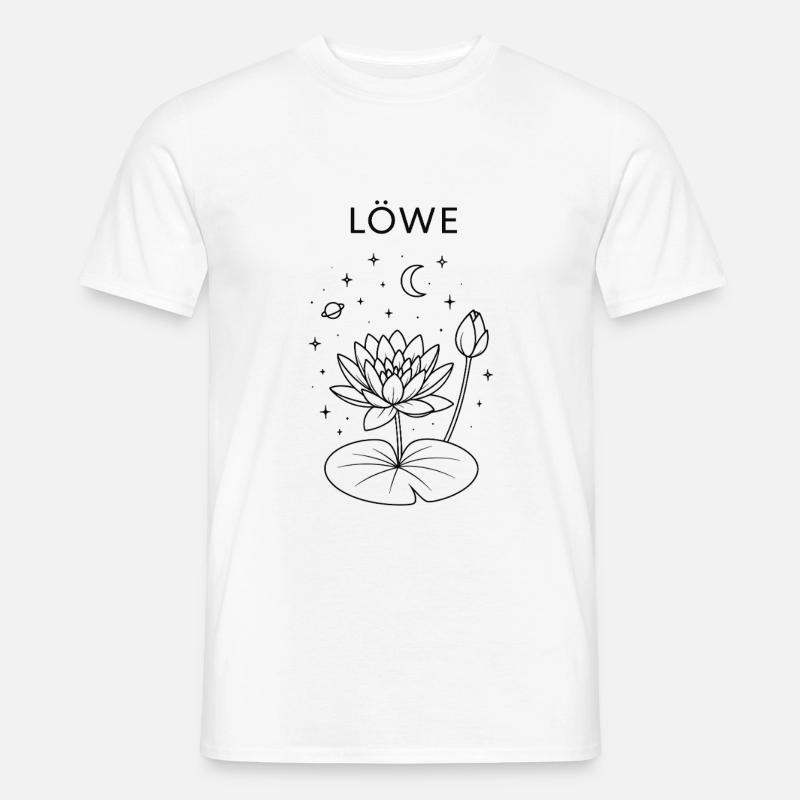 Löwe Sternzeichen mit Sonnenblume - Männer T-Shirt - Weiß