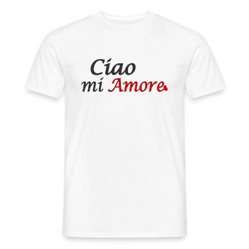 ciao mi amore; Bonjour, ma chérie. Chérie! Amour - T-shirt homme - blanc - Devant - AI Model Male 178 dark (178cm)