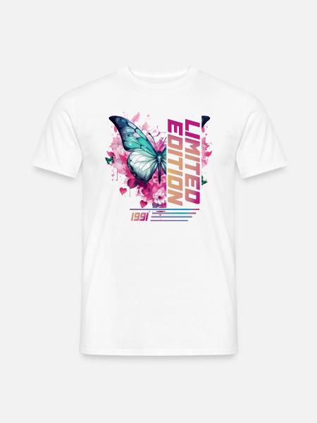 Geburtstag, 35 Jahre Frauen 1991 Schmetterling - Männer T-Shirt - Weiß