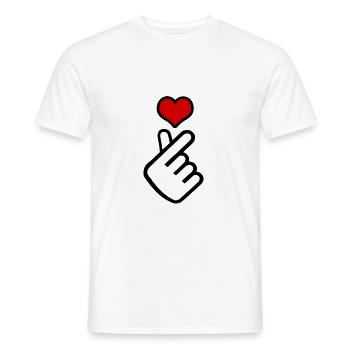Cœur de doigt coréen - T-shirt homme - blanc - Devant - AI Model Male 178 dark (178cm)