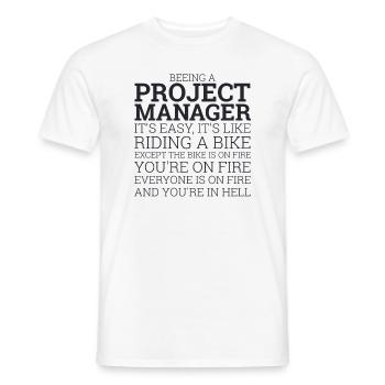 "Project Manager Bike" | "Project Manager" - Men's T-Shirt - white - Front - AI Model Male 178 dark (178cm)