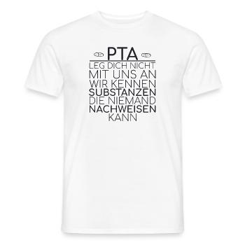 "PTA Substanzen | Apotheke" - Männer T-Shirt - Weiß - Vorne - AI Model Male 178 dark (178cm)