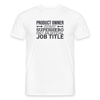 « Product Owner Superhero | » Scrum Master" » - T-shirt homme - blanc - Devant - AI Model Male 178 dark (178cm)