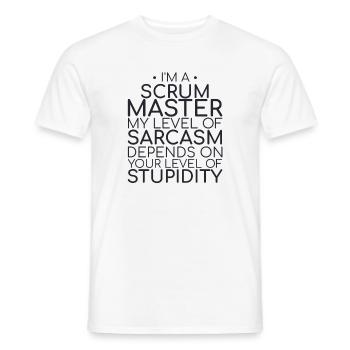 « Scrum Master Sarcasme | » Scrum Master" » - T-shirt homme - blanc - Devant - AI Model Male 178 dark (178cm)