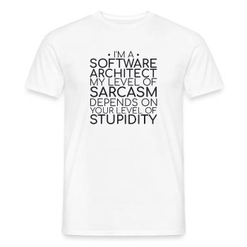 "Software Architect Sarcasm |Software Architektur" - Männer T-Shirt - Weiß - Vorne - AI Model Male 178 dark (178cm)