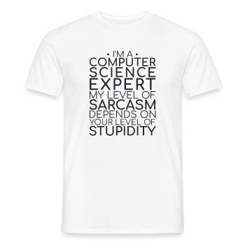 "Computer Science Expert Sarcasm | Informatik" - Männer T-Shirt - Weiß - Vorne - AI Model Male 178 dark (178cm)
