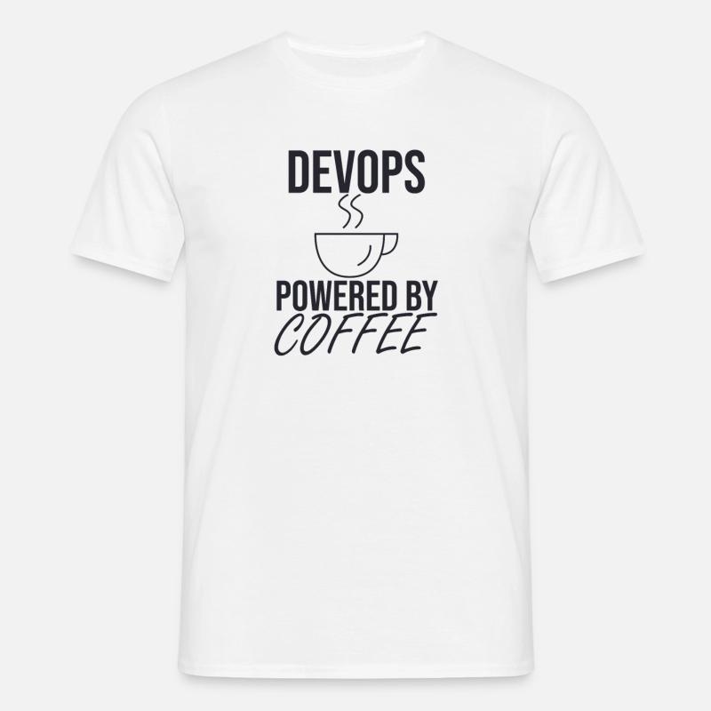 "DevOps Coffee | Softwareentwicklung" - Männer T-Shirt - Weiß
