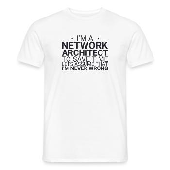 "Network Architect Time | Network" - Men's T-Shirt - white - Front - AI Model Male 178 dark (178cm)