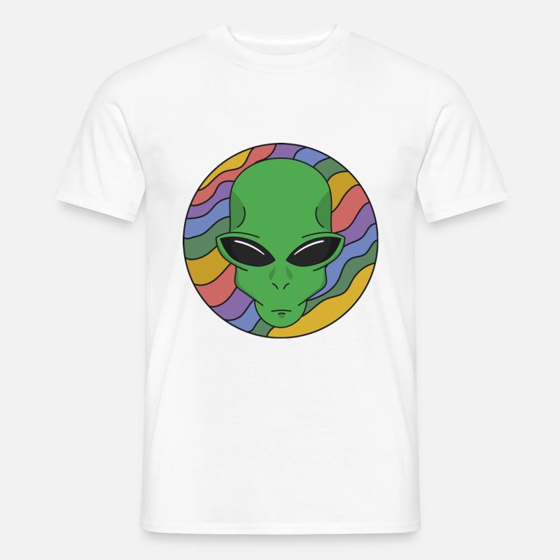 psychedelischer Alien - Männer T-Shirt - Weiß