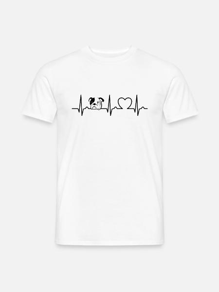 American Bulldog - Herzkurve Hund - Hundefan - Männer T-Shirt - Weiß