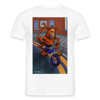 Monkey on a bicycle - Men's T-Shirt - white - Front - AI Model Male 178 dark (178cm)