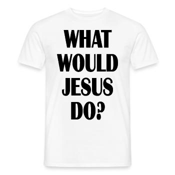 Jésus - Jésus-Christ - disant - Dieu - WWJD - T-shirt homme - blanc - Devant - AI Model Male 178 dark (178cm)