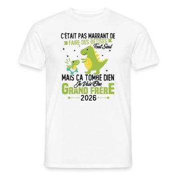 Je vais être grand frère 2026 / Cadeau grand frère - T-shirt homme - blanc - Devant - AI Model Male 178 dark (178cm)