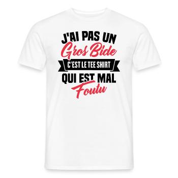 J'ai Pas Un Gros Bide - T-shirt homme - blanc - Devant - AI Model Male 178 dark (178cm)