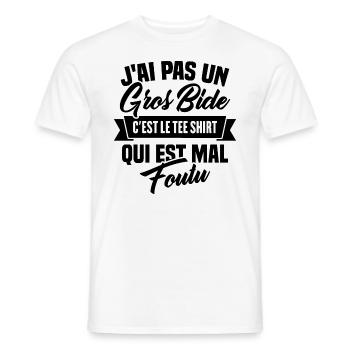 J'ai Pas Un Gros Bide - T-shirt homme - blanc - Devant - AI Model Male 178 dark (178cm)