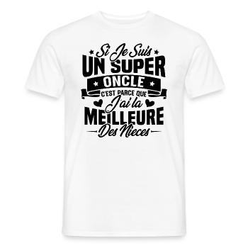 Super Oncle - Humour Cadeau Nièce Tonton - T-shirt homme - blanc - Devant - AI Model Male 178 dark (178cm)