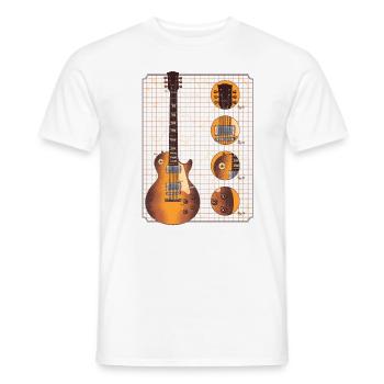 Guitares électriques Tshirt avec guitare électrique brun détails - T-shirt homme - blanc - Devant - AI Model Male 178 dark (178cm)