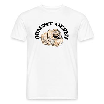 Obacht geben - Männer T-Shirt - Weiß - Vorne - AI Model Male 178 dark (178cm)