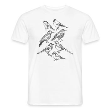 Oiseau à la main dessiné Oiseaux - T-shirt homme - blanc - Devant - AI Model Male 178 dark (178cm)