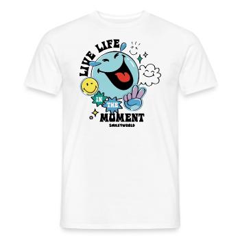 SmileyWorld Live Life In The Moment - T-shirt homme - blanc - Devant - AI Model Male 178 dark (178cm)