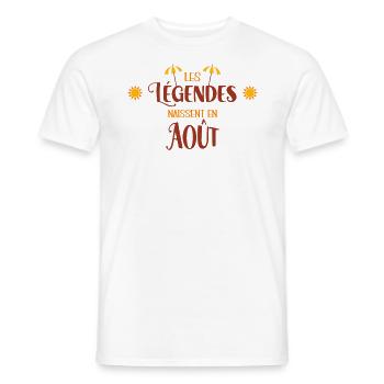 Les Légendes Naissent En Août Cadeau Anniversaire - T-shirt homme - blanc - Devant - AI Model Male 178 dark (178cm)