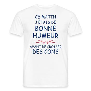 Ce Matin J'étais De Bonne Humeur - T-shirt homme - blanc - Devant - AI Model Male 178 dark (178cm)