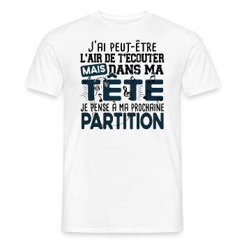 Musique Musicien Musicienne Partition Cadeau - T-shirt homme - blanc - Devant - AI Model Male 178 dark (178cm)