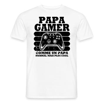 Papa gamer comme un papa normal - T-shirt homme - blanc - Devant - AI Model Male 178 dark (178cm)