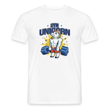 Fitness Einhorn Fitnessstudio - Männer T-Shirt - Weiß - Vorne - AI Model Male 178 dark (178cm)