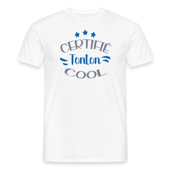 Certifié Tonton Cool Idée Cadeau Annonce Grossesse - T-shirt homme - blanc - Devant - AI Model Male 178 dark (178cm)