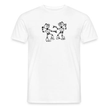 Cute dancing robots - Men's T-Shirt - white - Front - AI Model Male 178 dark (178cm)