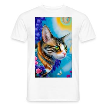 Marvellous domestic short haired cat - Men's T-Shirt - white - Front - AI Model Male 178 dark (178cm)