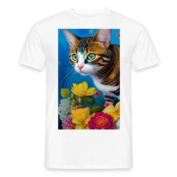 Niedliche kurzhaarige Hauskatze - Männer T-Shirt - Weiß - Vorne - AI Model Male 178 dark (178cm)