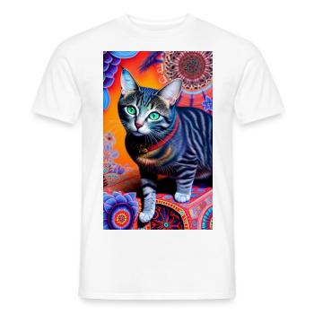 Wondrous domestic short haired cat - Men's T-Shirt - white - Front - AI Model Male 178 dark (178cm)
