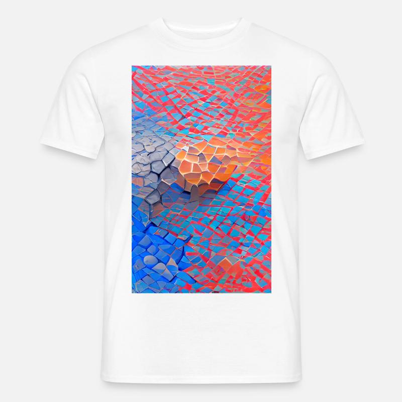 Lebendiges 3D-Muster mit bunten ziegelartigen Blöcken - Männer T-Shirt - Weiß