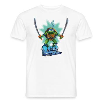 TMNT Mutant Mayhem Turtle Leo - Männer T-Shirt - Weiß - Vorne - AI Model Male 178 dark (178cm)