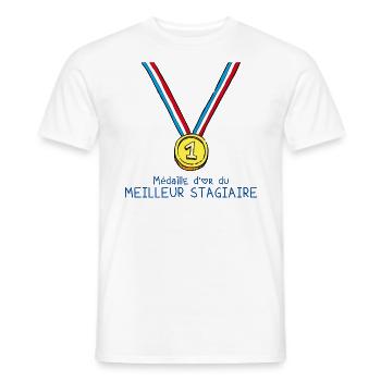 T-shirt Médaille d'or du meilleur stagiaire - T-shirt homme - blanc - Devant - AI Model Male 178 dark (178cm)