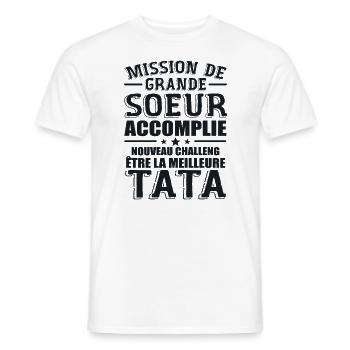 Mission De Grande Soeur Accomplie Nouveau Challeng - T-shirt homme - blanc - Devant - AI Model Male 178 dark (178cm)