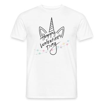 Einhorn Happy Valentines Day Valentinstag Design - Männer T-Shirt - Weiß - Vorne - AI Model Male 178 dark (178cm)