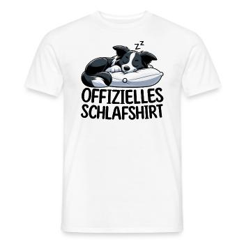 Chemise de nuit officielle Border Collie - T-shirt homme - blanc - Devant - AI Model Male 178 dark (178cm)