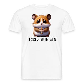 LECKER BIERCHEN Sad Hamster Meme - Männer T-Shirt - Weiß - Vorne - AI Model Male 178 dark (178cm)