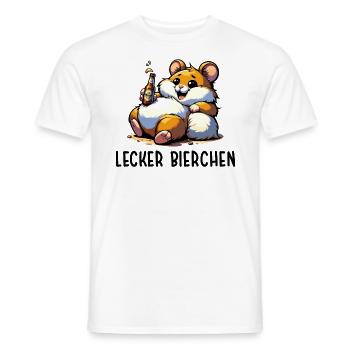 LECKER BIERCHEN Sad Hamster Meme - Männer T-Shirt - Weiß - Vorne - AI Model Male 178 dark (178cm)