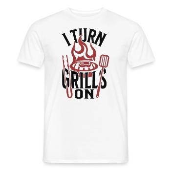 Turn Grills On Funny BBQ Grill Master - Men's T-Shirt - white - Front - AI Model Male 178 dark (178cm)