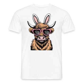 Vache lapin de Pâques Bovins écossais des Highlands - T-shirt homme - blanc - Devant - AI Model Male 178 dark (178cm)