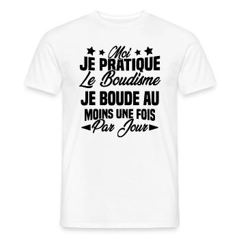 je boude au moins une fois par jour - T-shirt homme - blanc - Devant - AI Model Male 178 dark (178cm)