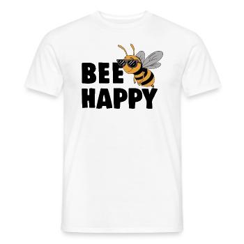 Drôle d’abeille avec le dicton Bee Happy - T-shirt homme - blanc - Devant - AI Model Male 178 dark (178cm)