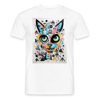 [MB] Naughty Cat - Men's T-Shirt - white - Front - AI Model Male 178 dark (178cm)