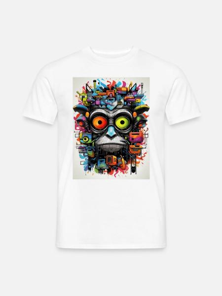 [MB] Farbenfrohes Affenchaos - Männer T-Shirt - Weiß