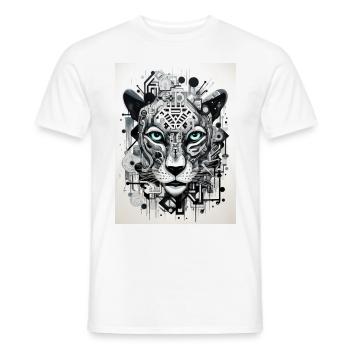 [MB] Geometric Tiger Robot - Men's T-Shirt - white - Front - AI Model Male 178 dark (178cm)